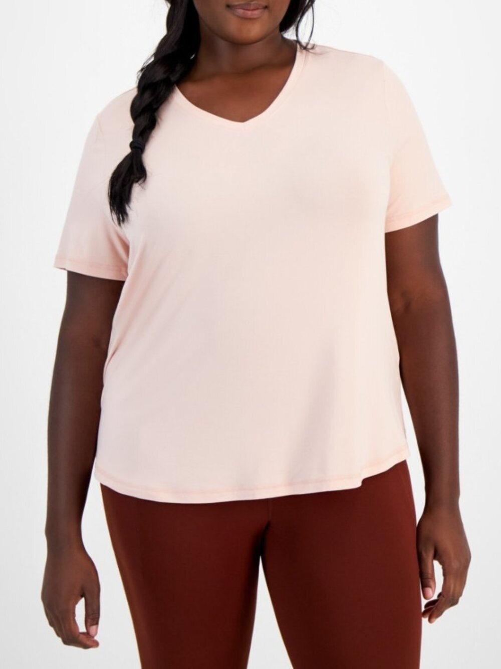 ID Ideology V-Neck Solid Essentials Active Tee Rose Tin Short Sleeve Sz 3X NWT